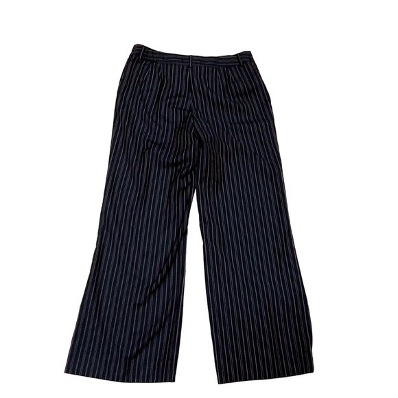 WIDE LEG STRIPED PANTS SZ 10 BLACK PINK PINSTRIPE WORKWEAR APOSTROPHE WOMENS - Picture 3 of 5